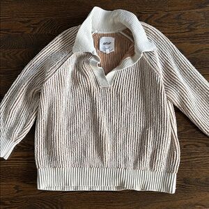 Aerie Striped Cream and Tan Sweater